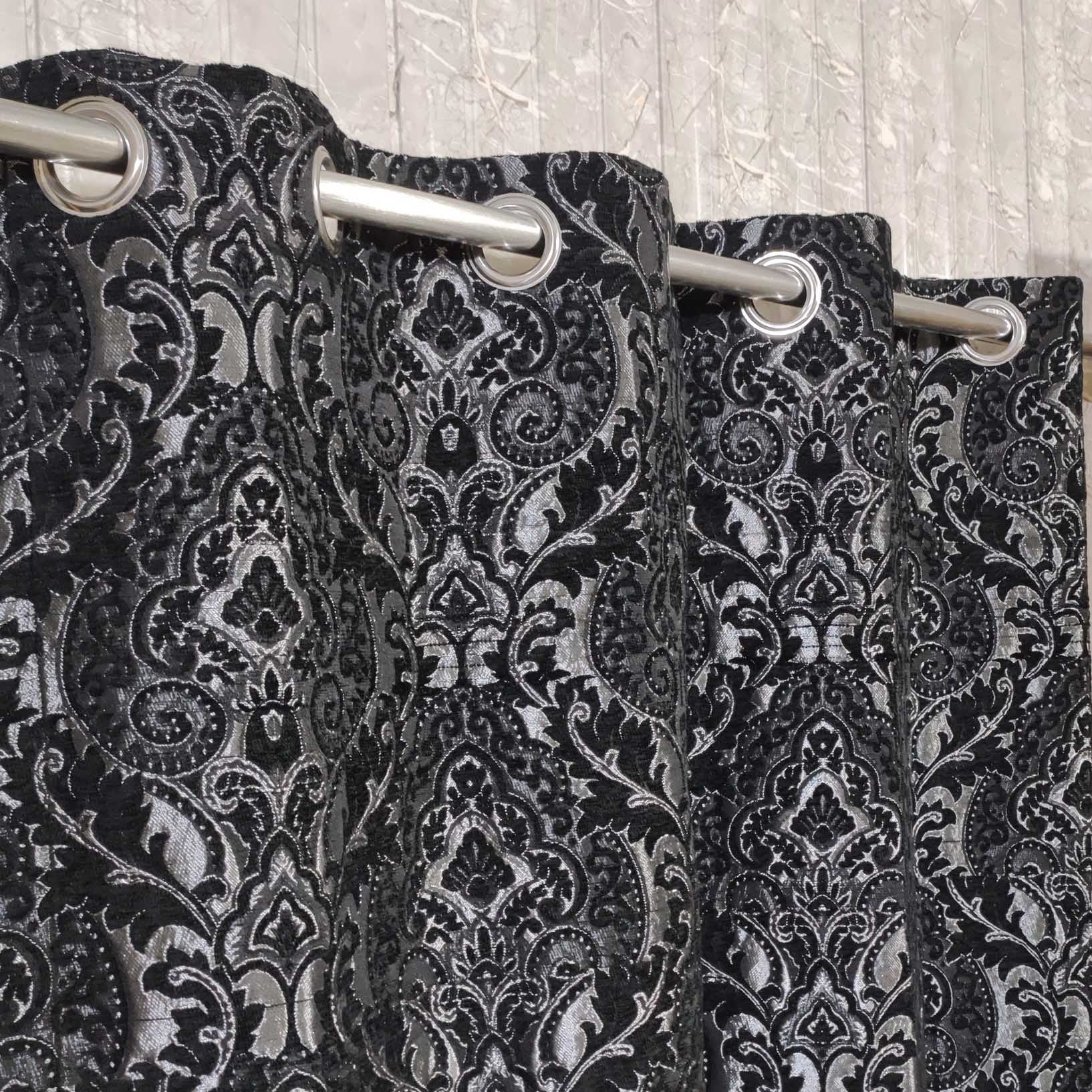 Thick Viscose Curtain Silver Black