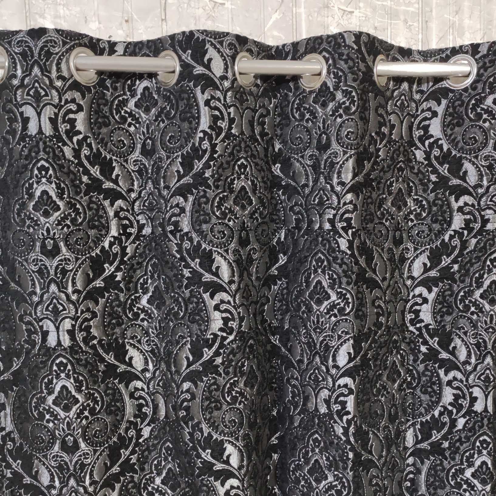 Thick Viscose Curtain Silver Black