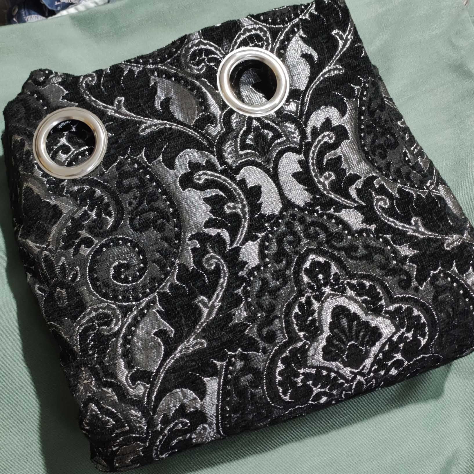 Thick Viscose Curtain Silver Black