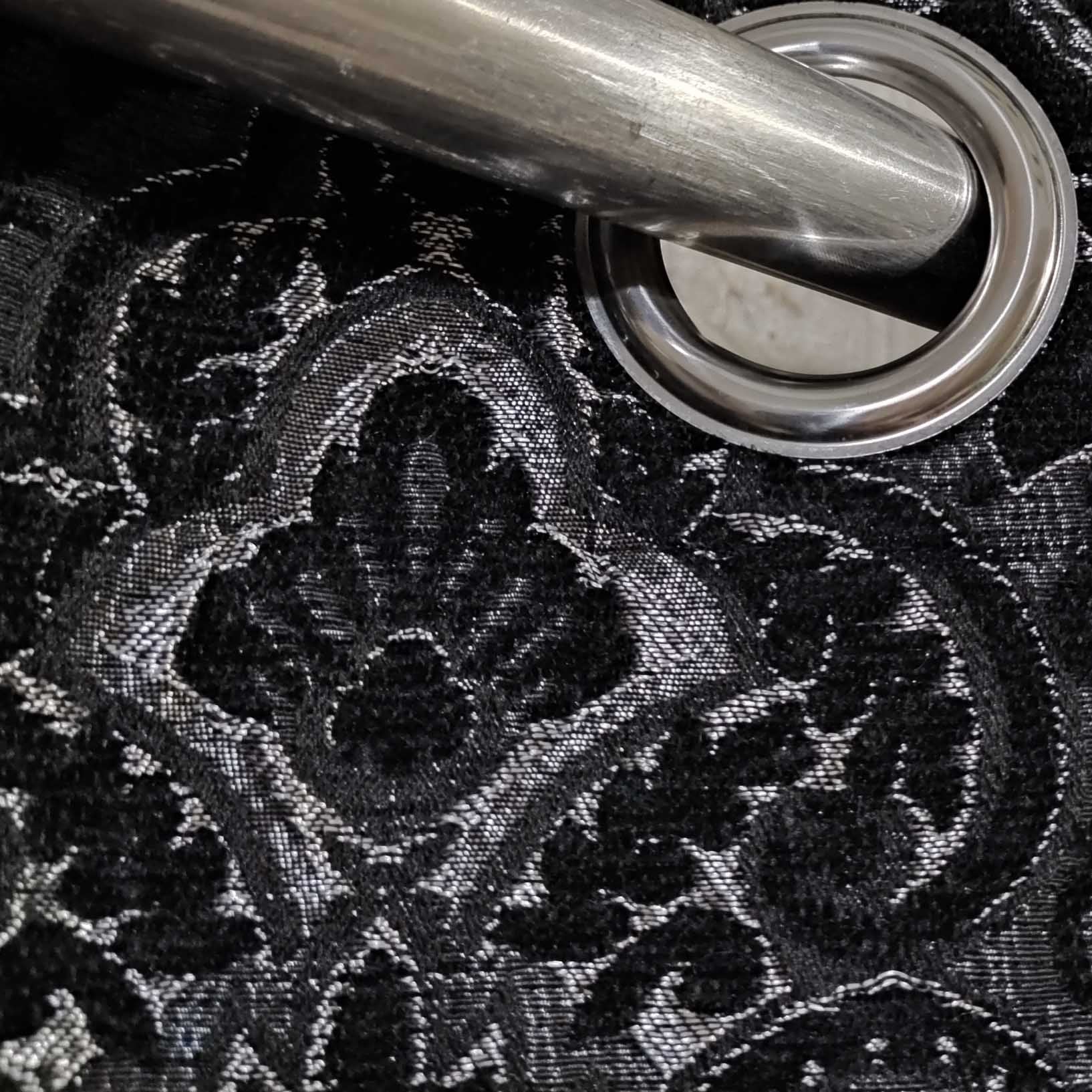 Thick Viscose Curtain Silver Black