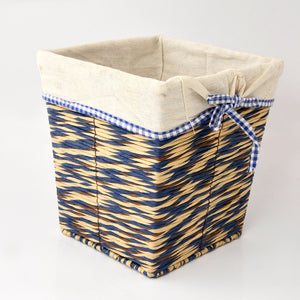 Braided Rectangular Basket with Fabric Inner