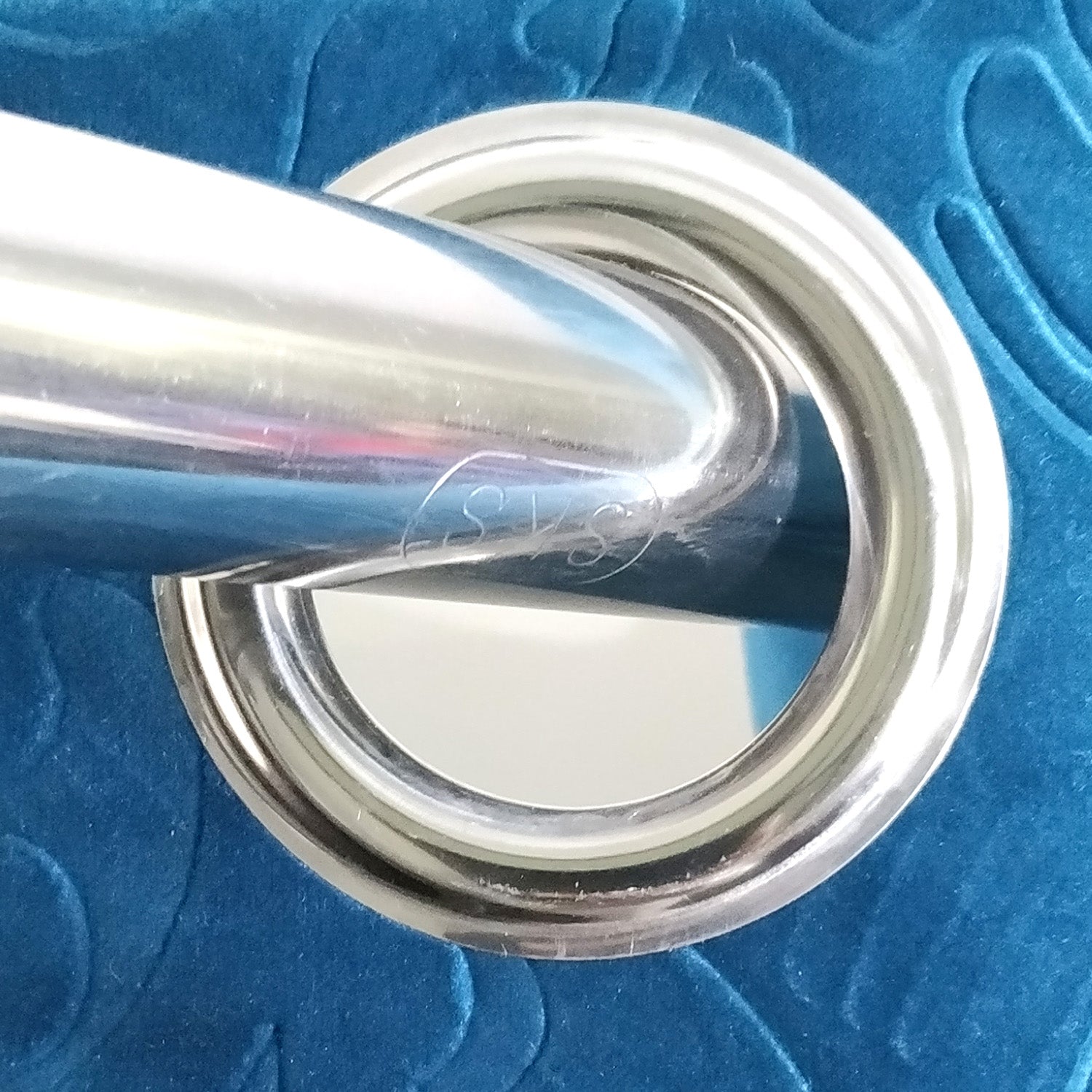 Self Embossed Velvet Curtain Blue