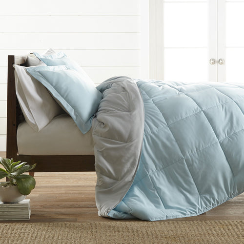Percale Reversible Comforter/Quilt Set Lite Green 6 PCS