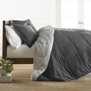 All Season Percale Reversible Comforter/Quilt Set Grey 6 PCS