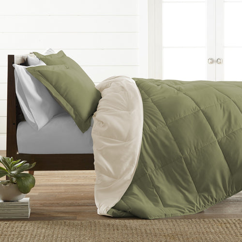 All Season Percale Reversible Comforter/Quilt Set Green 6 PCS