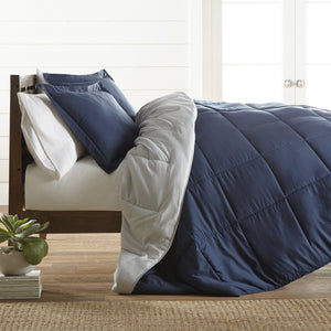 All Season Percale Reversible Comforter/Quilt Set Blue 6 PCS