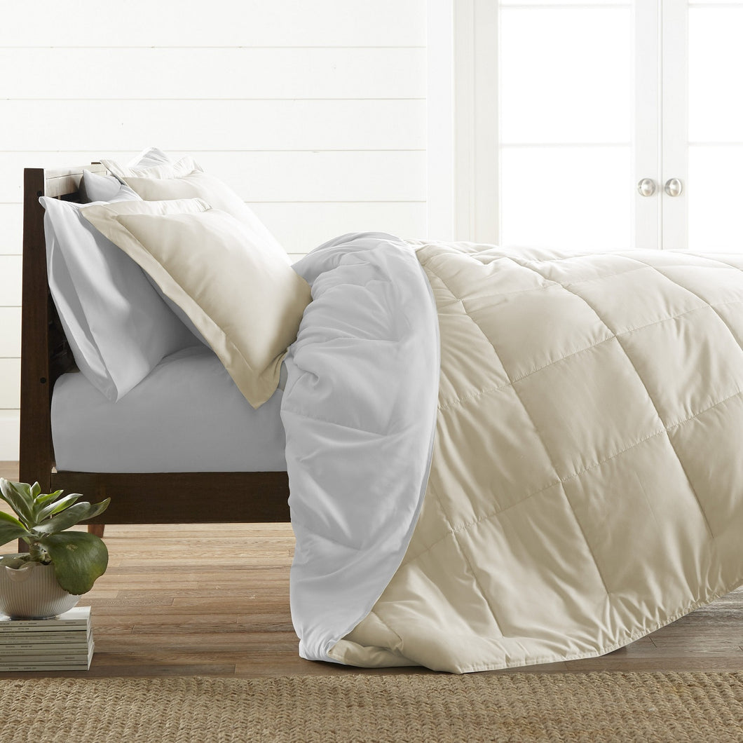 All Season Percale Reversible Comforter/Quilt Set Off white 6 PCS