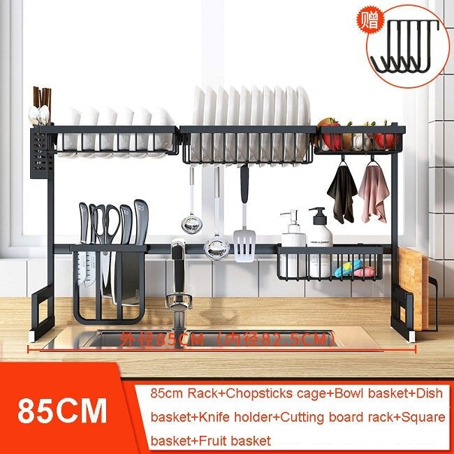 Kitchen Space Stainless Steel Dish Drying Rack (Black)