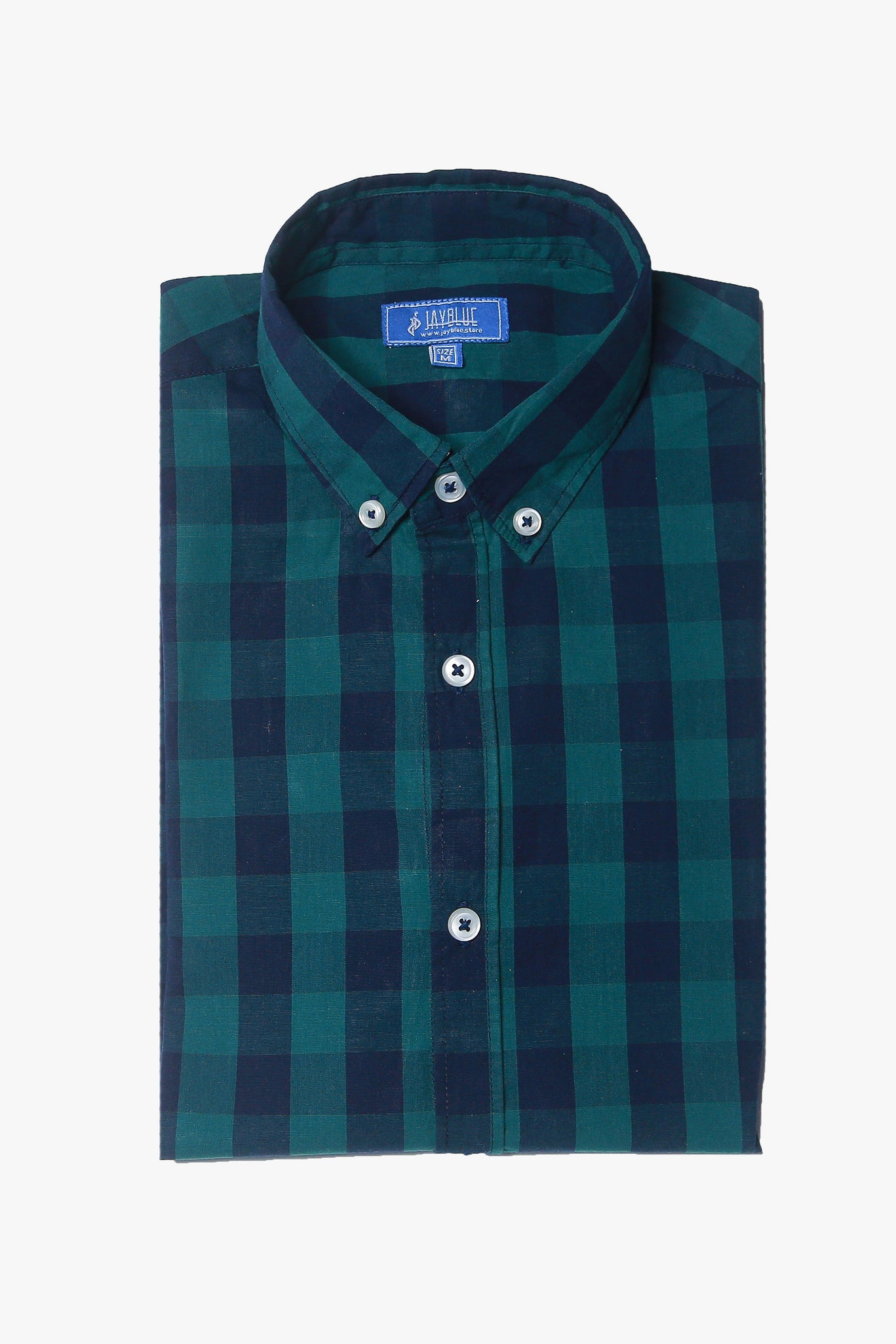 Green Navy Check Shirt (Slim Fit) - Main Image