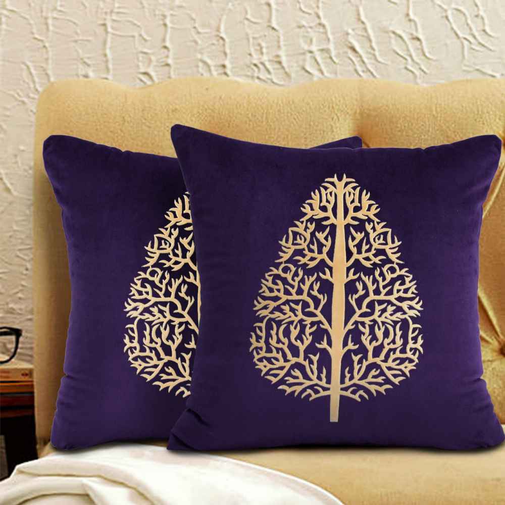 Pair of Laser Cutwork Velvet Cushion Covers