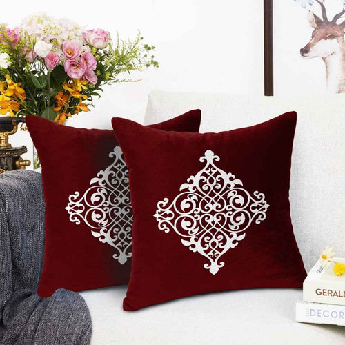 Pair of Laser Cutwork Velvet Cushion Covers