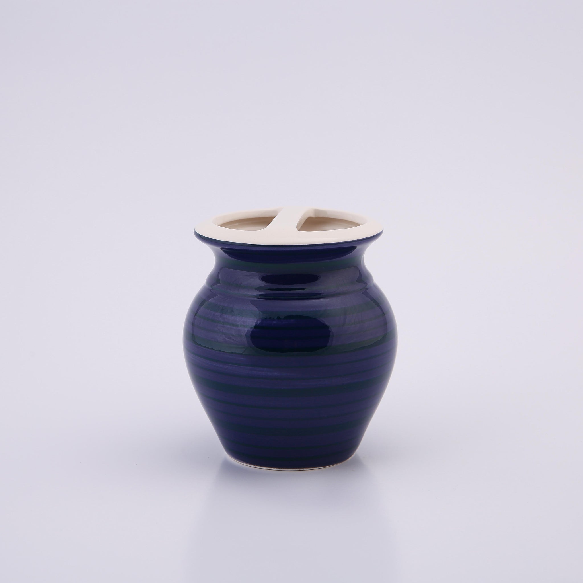 Purple Stripped Glossy Ceramic Bath Set