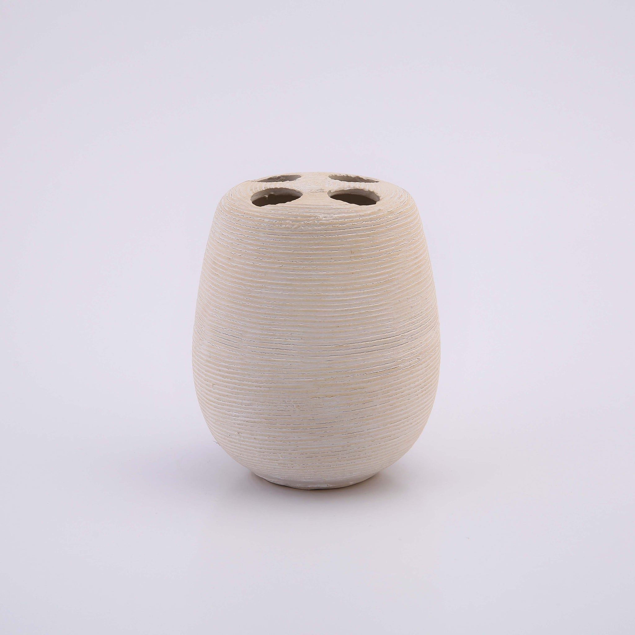 Textured Line Round Ceramic Bath Set