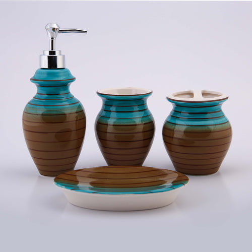 Multi Color Stripped Ceramic Bath Set