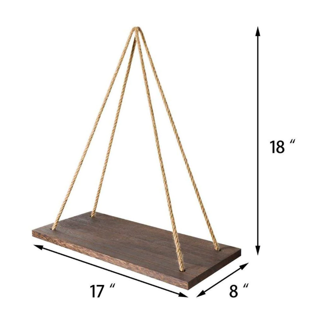 Rope Floating Solid Wood Wall Hanging Shelves - waseeh.com