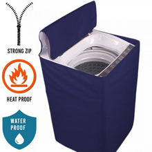 Top Load Water Proof Washing Machine Cover with Zipper Blue