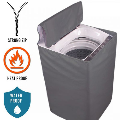 Top Load Water Proof Washing Machine Cover with Zipper Grey