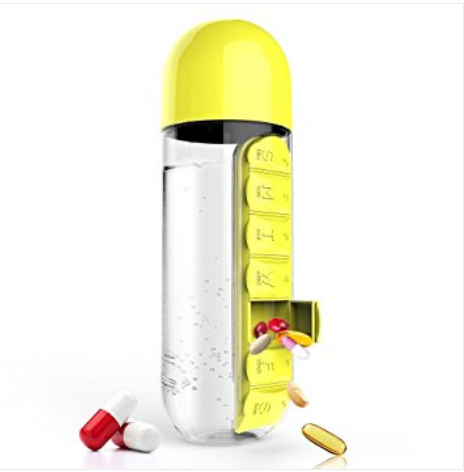 Pill & Vitamin Organizer Water Bottle