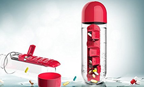 Pill & Vitamin Organizer Water Bottle