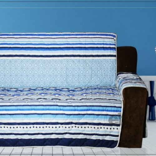 5 Seater (3+1+1) SOFA COVER - BLUE LINES