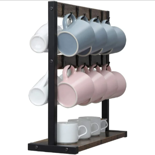Rustic Mug Organizer Rack