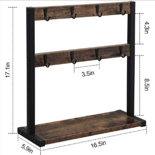 Rustic Mug Rack Rustic Mug Organizer Rack