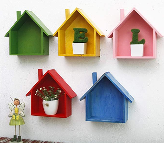 Wooden WARP House Shaped Shelf - waseeh.com