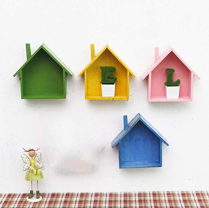 Wooden WARP House Shaped Shelf - waseeh.com