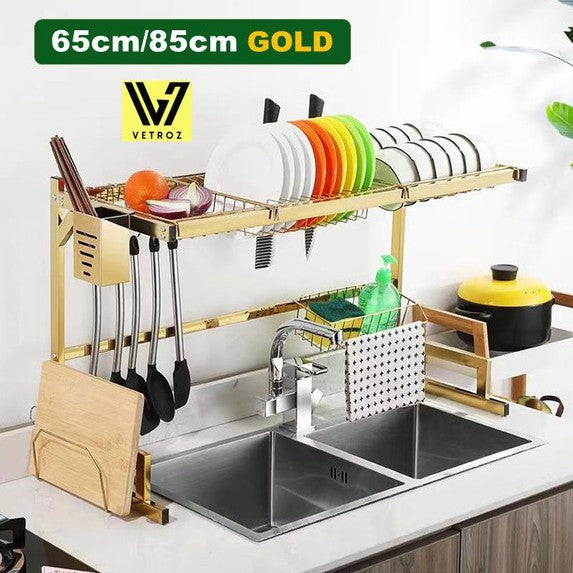 Kitchen Space Stainless Steel Dish Drying Rack (Golden) - waseeh.com