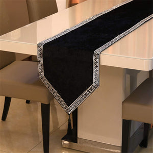 Embroided Border Velvet Table/Bed Runner