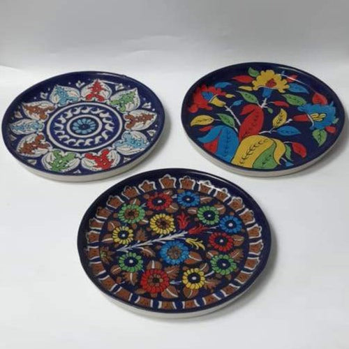 Wall Art Round Dish-Blue pottery - waseeh.com