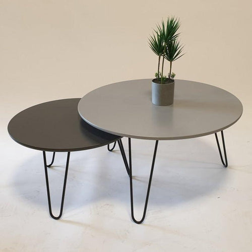 Tatami Contrasted Round Tables (Set of 2) - waseeh.com