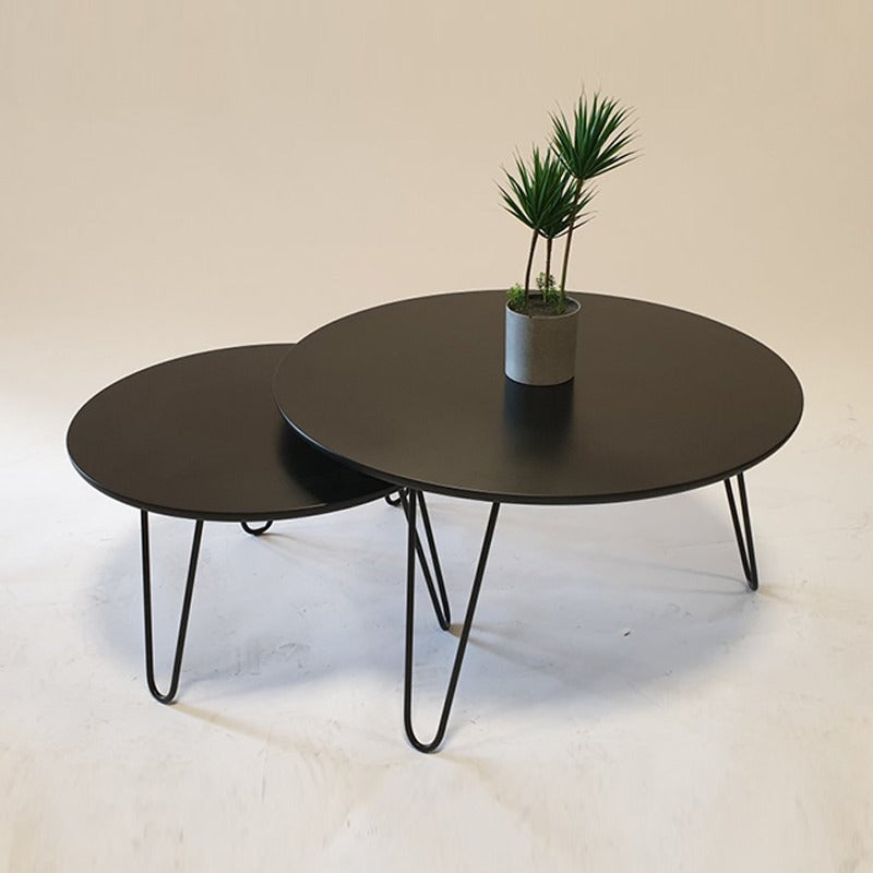 Tatami Contrasted Round Tables (Set of 2) - waseeh.com