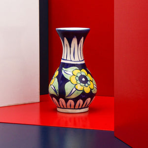 Rumpled felicity Vase-Blue pottery - waseeh.com
