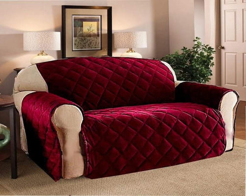 Maroon Quilted Sofa Cover - 300 GSM