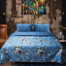 Cotton satin Bedsheet (Blue Floral) - waseeh.com