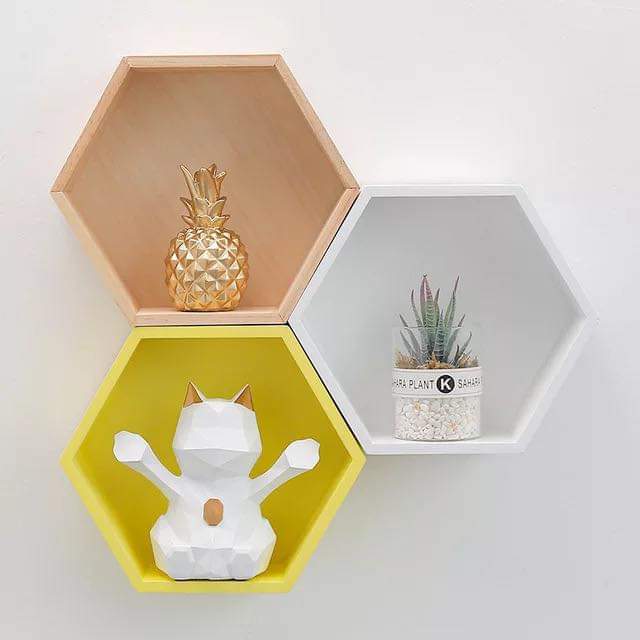 Funky Hexagonal Wooden Shelves - waseeh.com