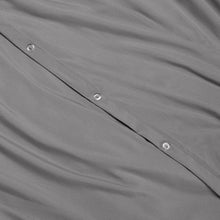 6 Pcs Satin Duvet Cover Set Charcoal Grey With Navy Blue