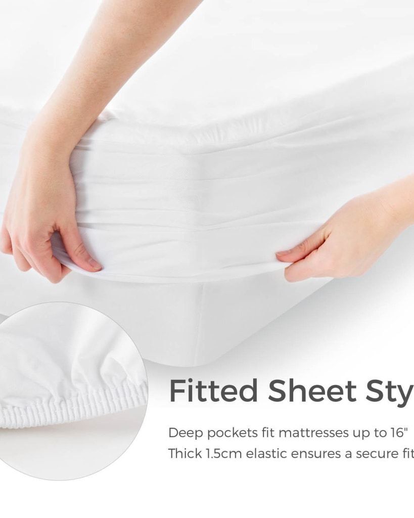 Water Proof Mattress Protector Terry Cotton Anti Mites & Bugs Brown