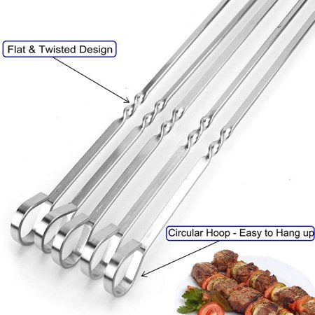 BBQ Skewer Stainless Steel 6Pcs - waseeh.com