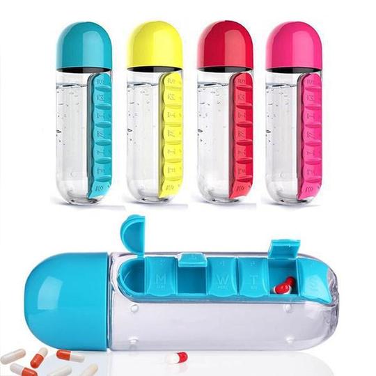 Pill & Vitamin Organizer Water Bottle