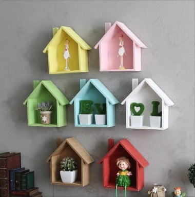 Wooden WARP House Shaped Shelf - waseeh.com