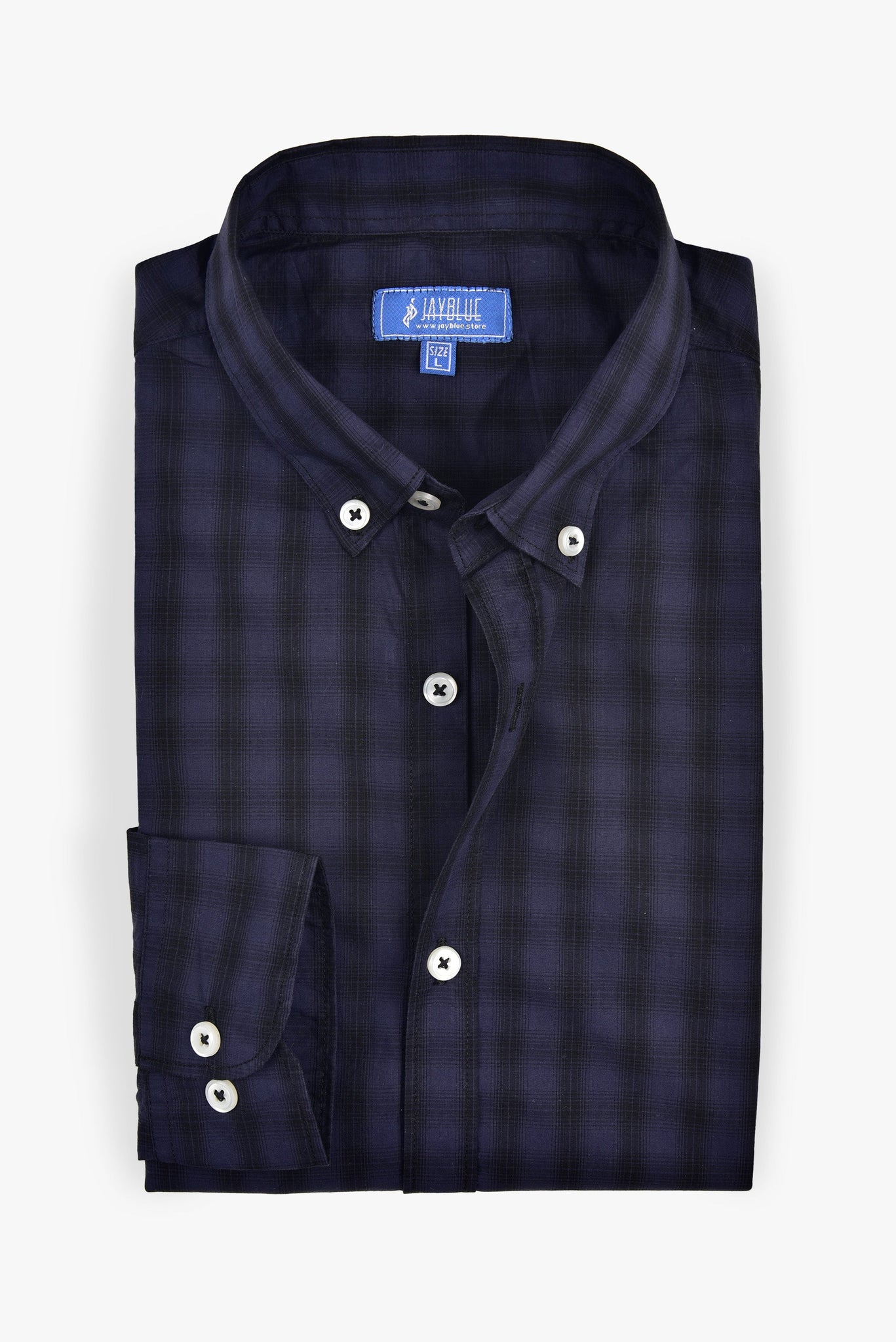 Navy Black Lines Check (Slim Fit)