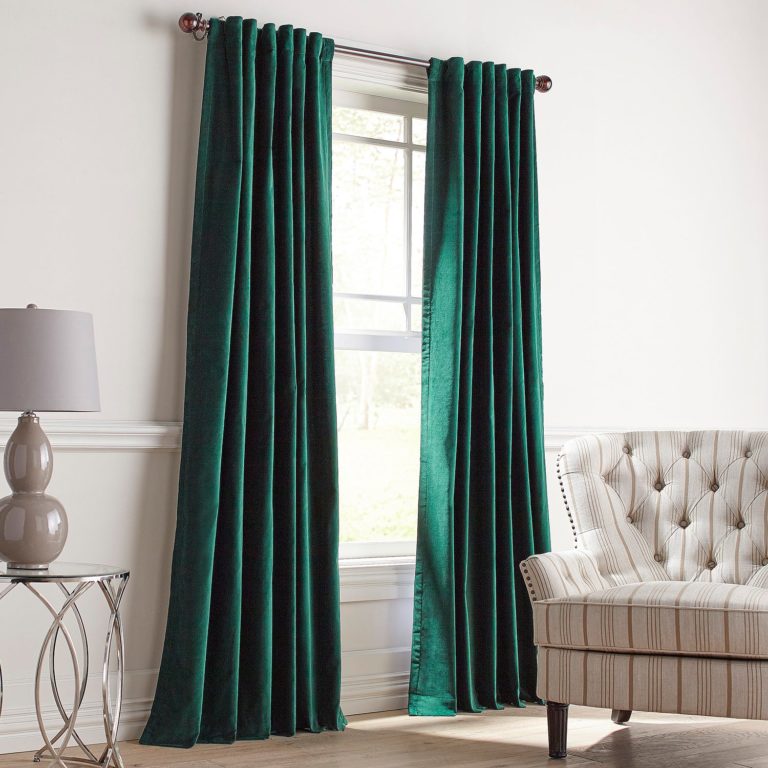 Plain Velvet Curtain Emerald Green