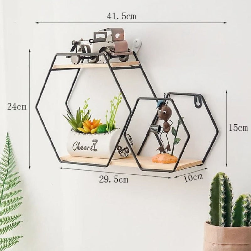 Wall Floating Hexa Metal Frame Décor