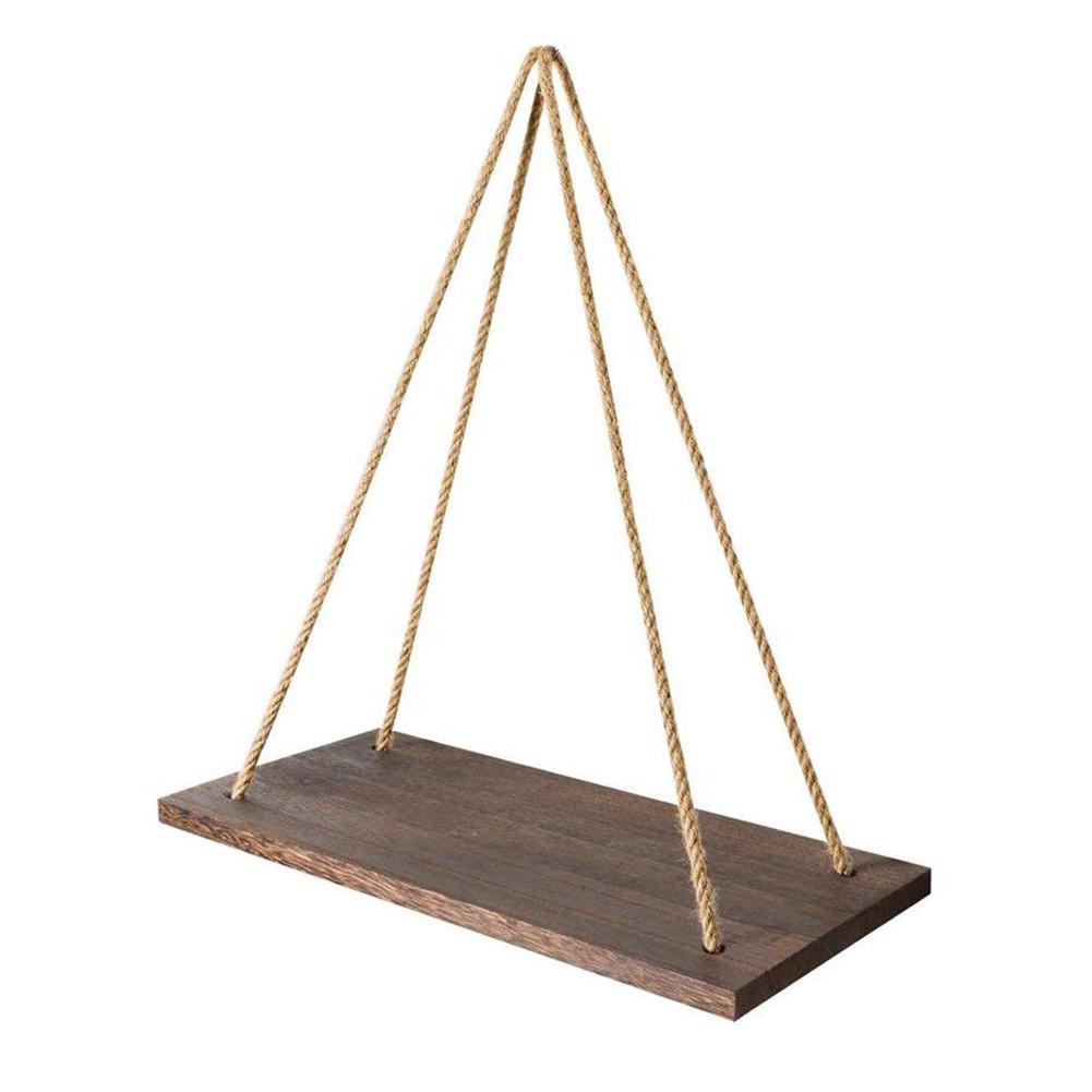 Rope Floating Solid Wood Wall Hanging Shelves - waseeh.com