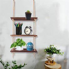 Rope Floating Solid Wood Wall Hanging Shelves - waseeh.com