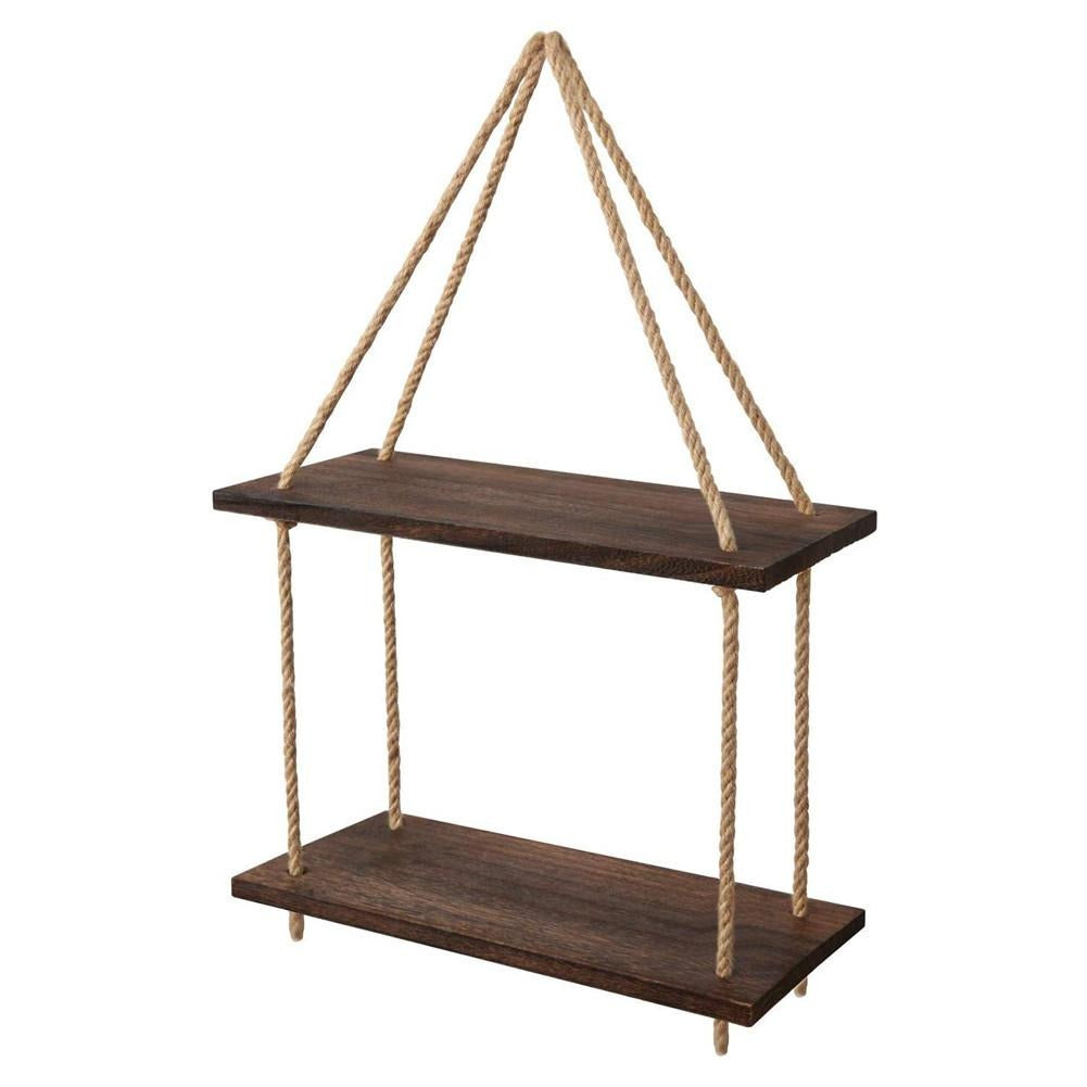 Rope Floating Solid Wood Wall Hanging Shelves - waseeh.com