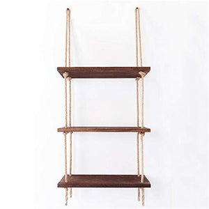Rope Floating Solid Wood Wall Hanging Shelves - waseeh.com