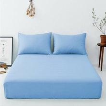 Plain Sky Blue Cotton Fitted Bedsheet
